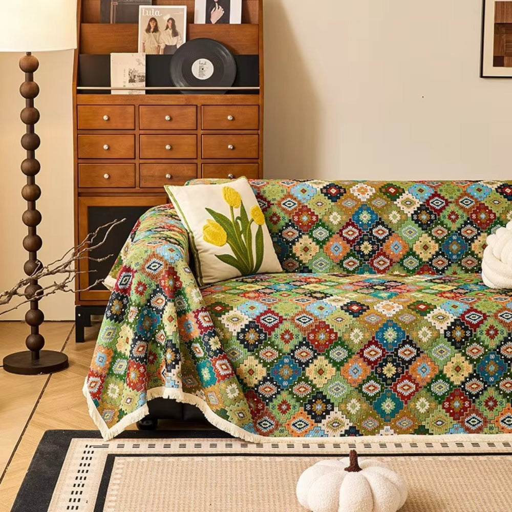 Vibrant Geometric Bohemian Sofa Protector