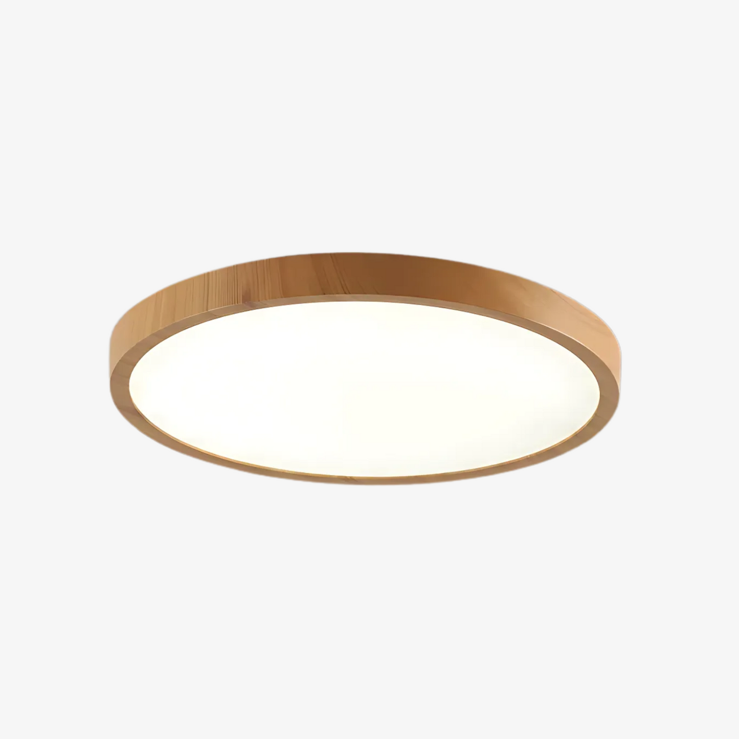 Slim Flat LED Ceiling Light in Japandi Style with Wooden Frame
