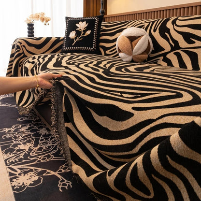 Chic Zebra-Patterned Chenille Sofa Protector