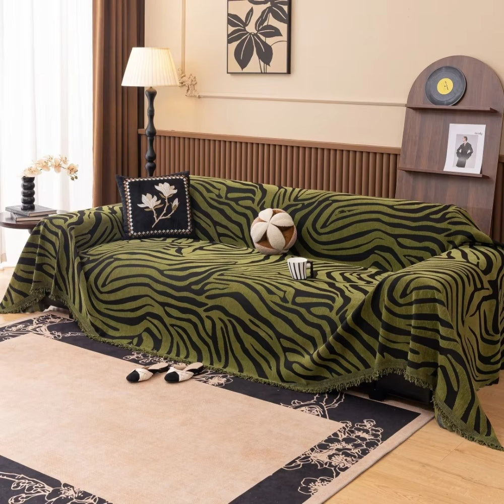 Chic Zebra-Patterned Chenille Sofa Protector