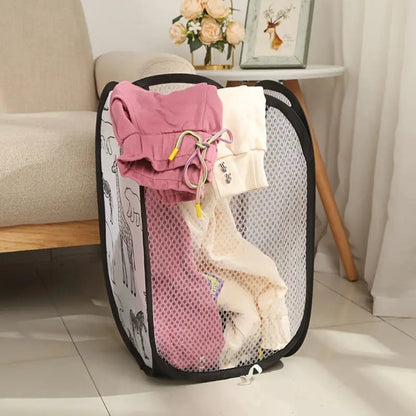 Whimsical Animal Print Portable Laundry Organizer