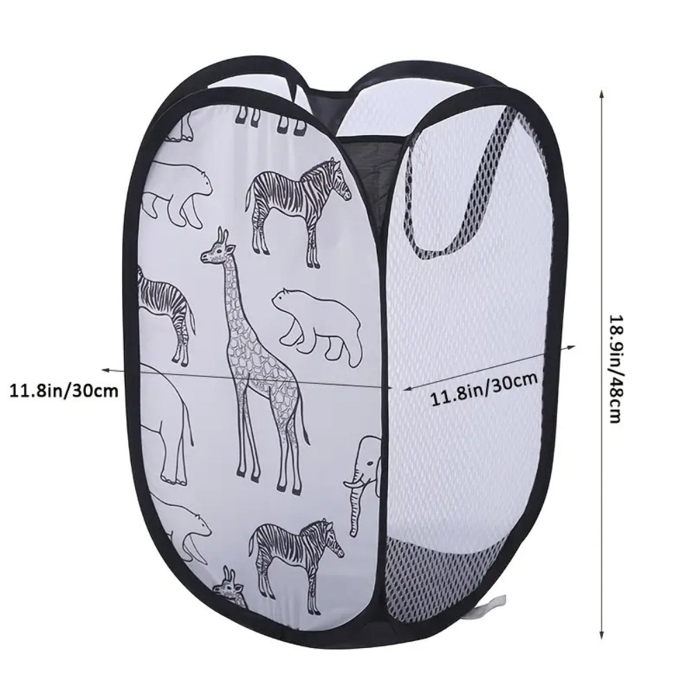 Whimsical Animal Print Portable Laundry Organizer