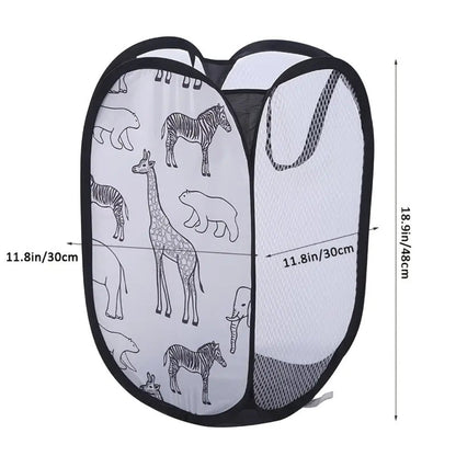 Whimsical Animal Print Portable Laundry Organizer