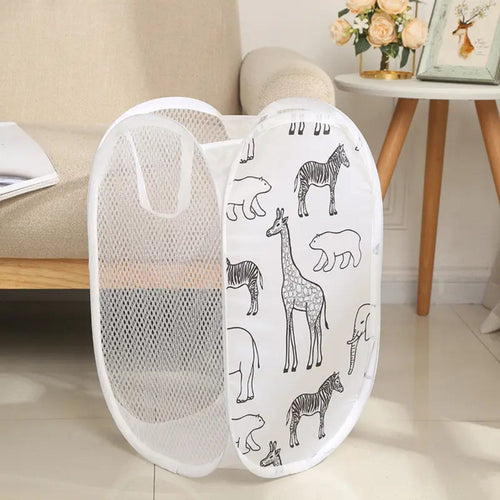 Whimsical Animal Print Portable Laundry Organizer