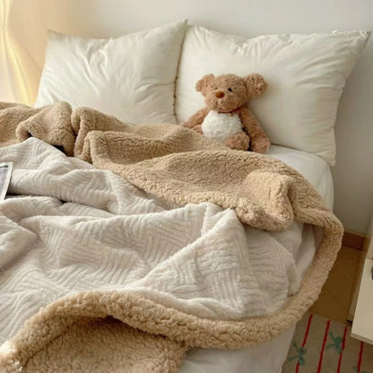 CloudNest Luxe Jacquard Rabbit Plush Throw