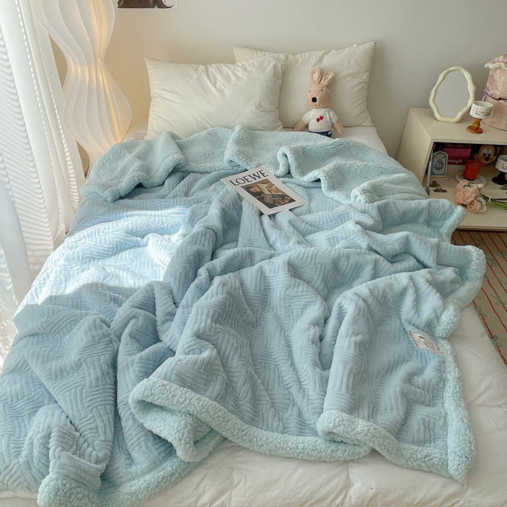 CloudNest Luxe Jacquard Rabbit Plush Throw