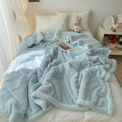 CloudNest Luxe Jacquard Rabbit Plush Throw