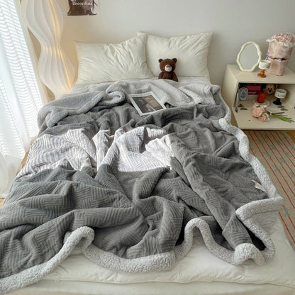 CloudNest Luxe Jacquard Rabbit Plush Throw