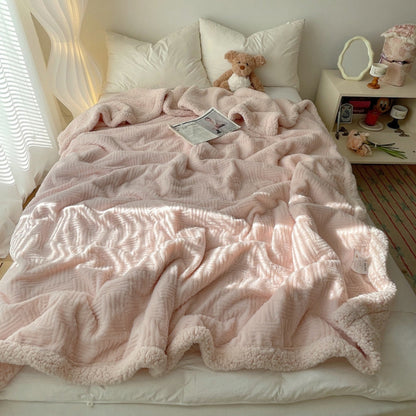 CloudNest Luxe Jacquard Rabbit Plush Throw
