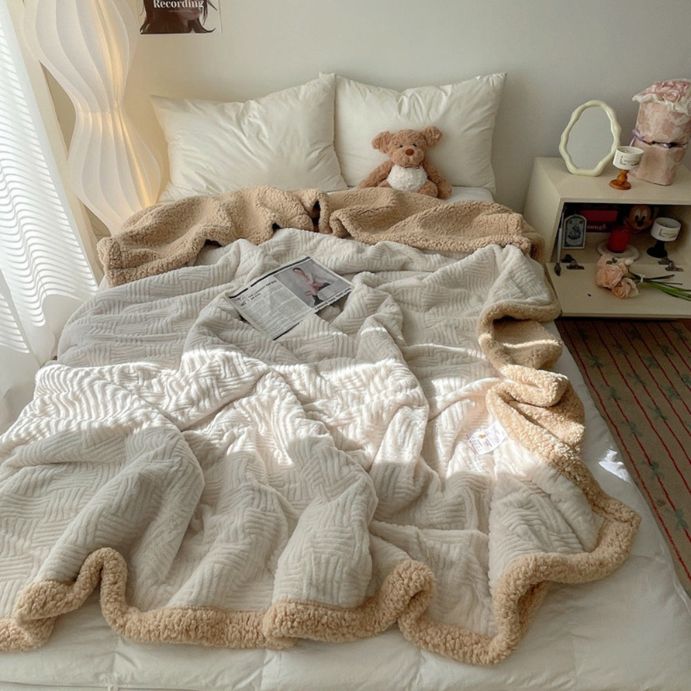 CloudNest Luxe Jacquard Rabbit Plush Throw