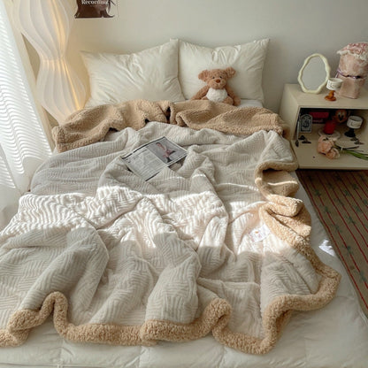 CloudNest Luxe Jacquard Rabbit Plush Throw