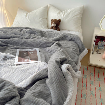 CloudNest Luxe Jacquard Rabbit Plush Throw