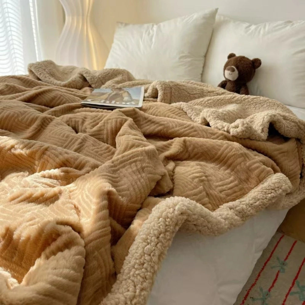 CloudNest Luxe Jacquard Rabbit Plush Throw