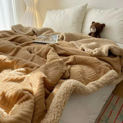 CloudNest Luxe Jacquard Rabbit Plush Throw
