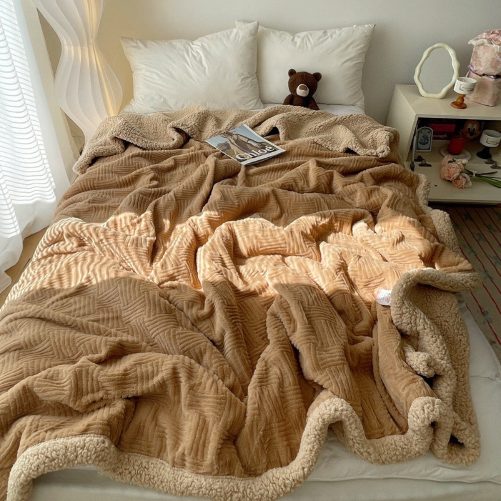 CloudNest Luxe Jacquard Rabbit Plush Throw