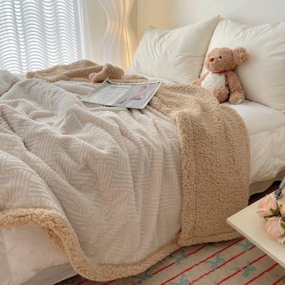 CloudNest Luxe Jacquard Rabbit Plush Throw