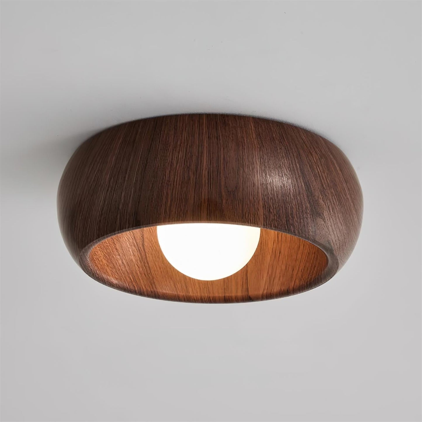 Minimalist LED Flush Mount Light with Wooden Design for Ceilings