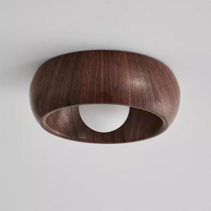 Minimalist LED Flush Mount Light with Wooden Design for Ceilings