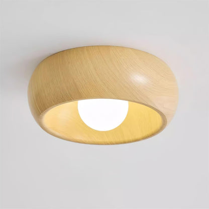 Minimalist LED Flush Mount Light with Wooden Design for Ceilings