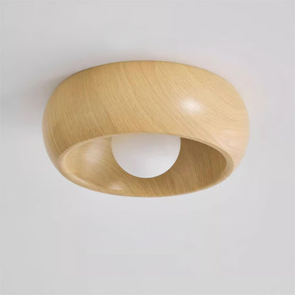 Minimalist LED Flush Mount Light with Wooden Design for Ceilings