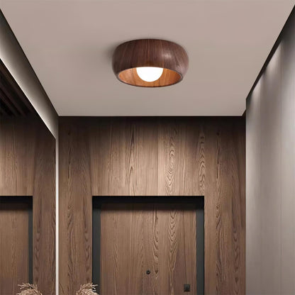 Minimalist LED Flush Mount Light with Wooden Design for Ceilings