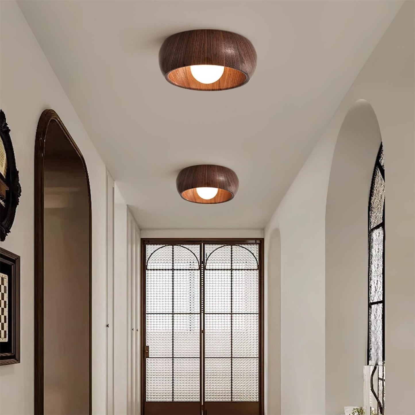 Minimalist LED Flush Mount Light with Wooden Design for Ceilings