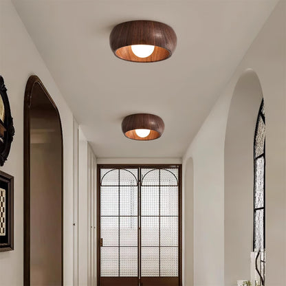 Minimalist LED Flush Mount Light with Wooden Design for Ceilings