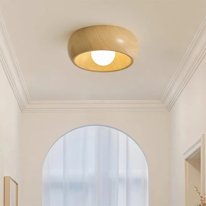 Minimalist LED Flush Mount Light with Wooden Design for Ceilings