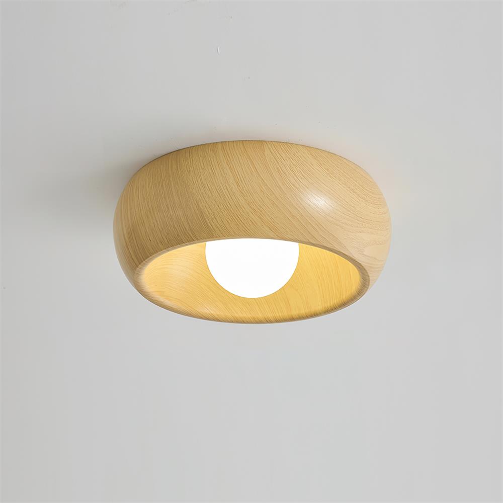 Minimalist LED Flush Mount Light with Wooden Design for Ceilings
