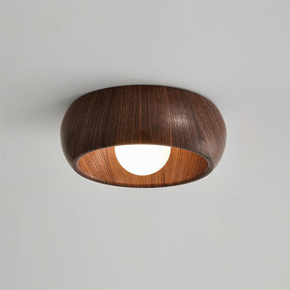 Minimalist LED Flush Mount Light with Wooden Design for Ceilings