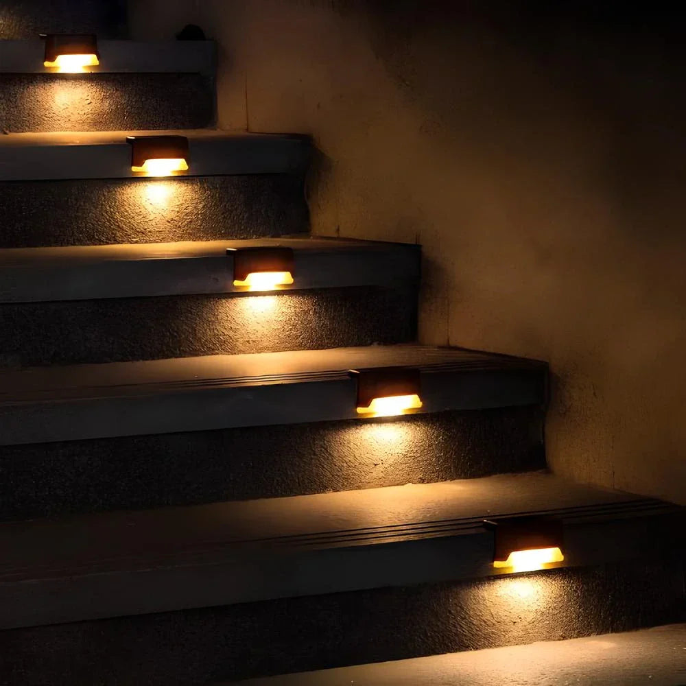 Solar-Powered LED Step Lights for Outdoor Stairs, Garden Paths, and Patios