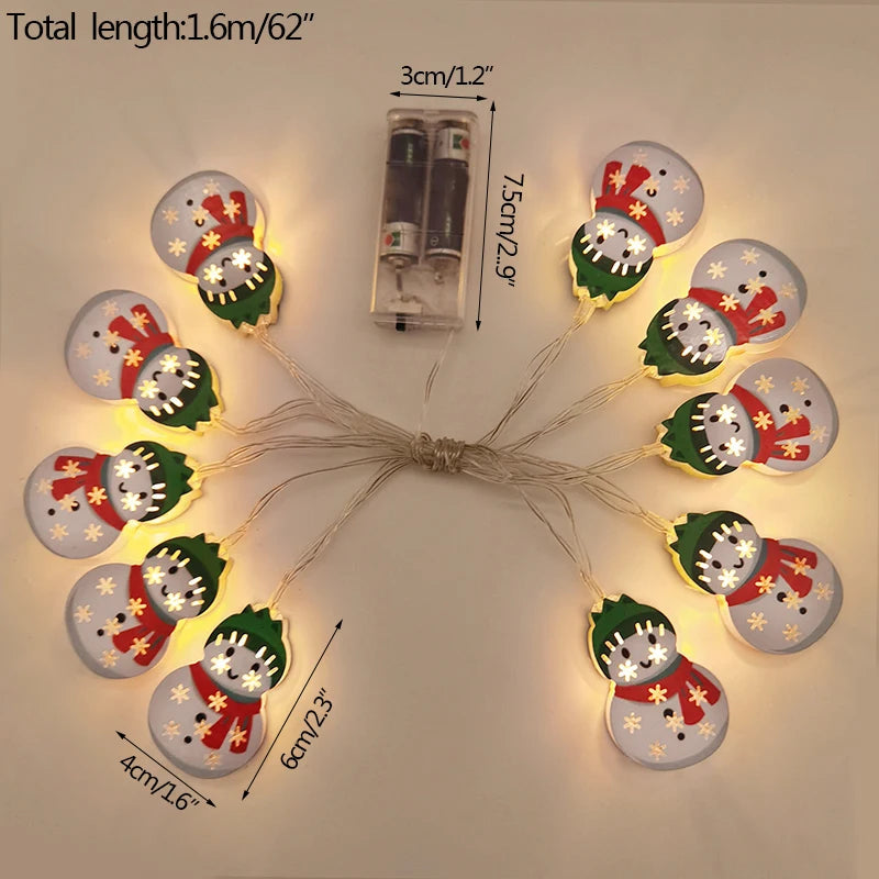 FrostGlow LED Christmas Lights | Acrylic Snowman & Tree | 10-Piece String Lights | Holiday Decor for Christmas & New Year 2025