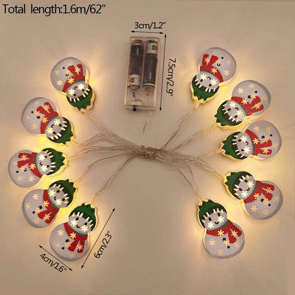 FrostGlow LED Christmas Lights | Acrylic Snowman & Tree | 10-Piece String Lights | Holiday Decor for Christmas & New Year 2025