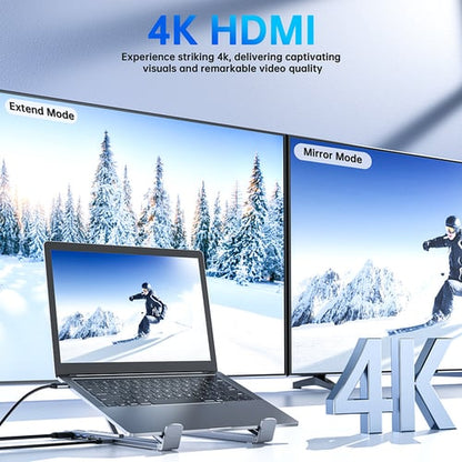 8-in-1 Hub and Laptop Riser Stand