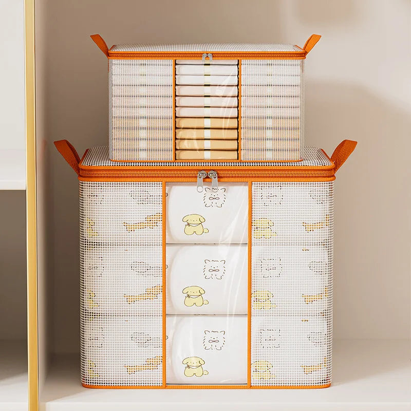 Transparent Storage Bag for Clothes | Zippered Folding Duvet and Pillowcase Bag with Large Capacity