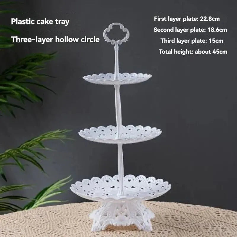 Three-Tier Fruit and Dessert Stand | Stylish Plastic Tray | 23×23×39 cm