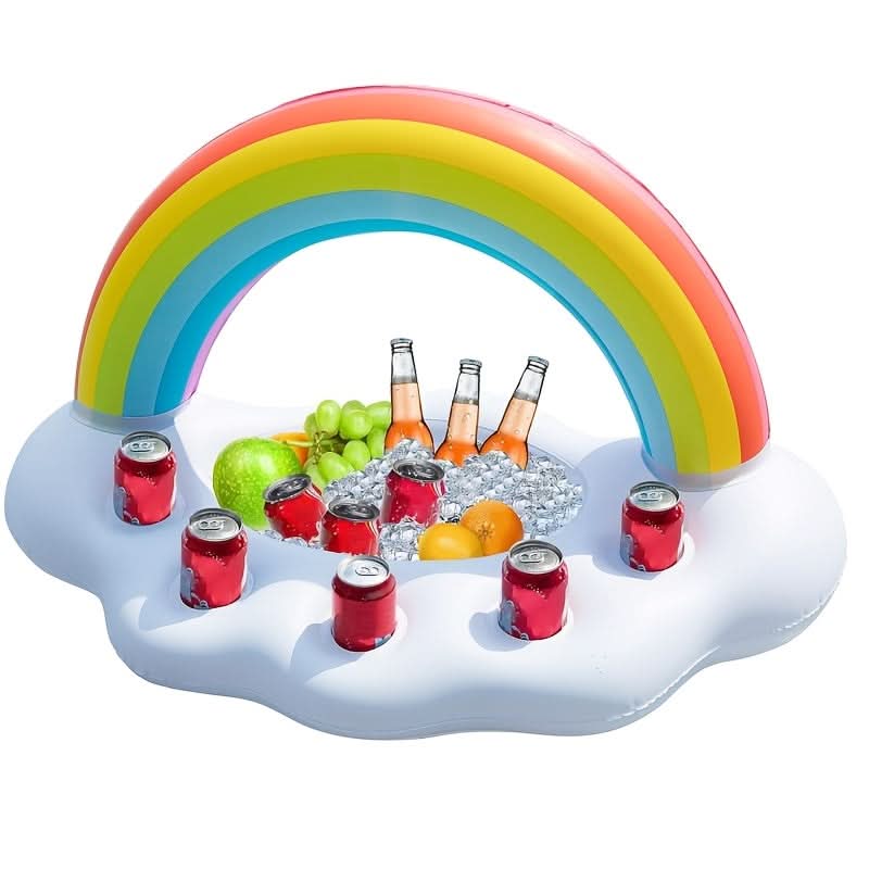 Inflatable Rainbow Drink Holder for Pool and Beach