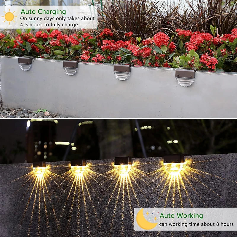 Solar Step Lights – 2 Lighting Modes, IP55 Waterproof, Pack of 6 for Fence & Patio