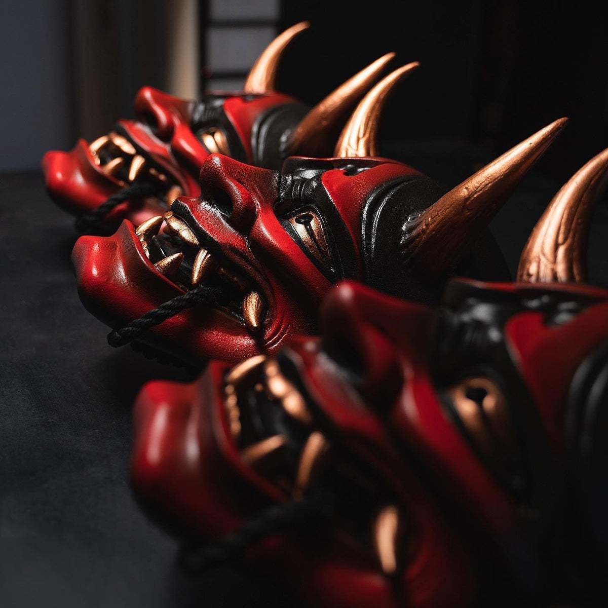 Crimson Oni Spirit Mask – Artisan Crafted Japanese Demon Decor