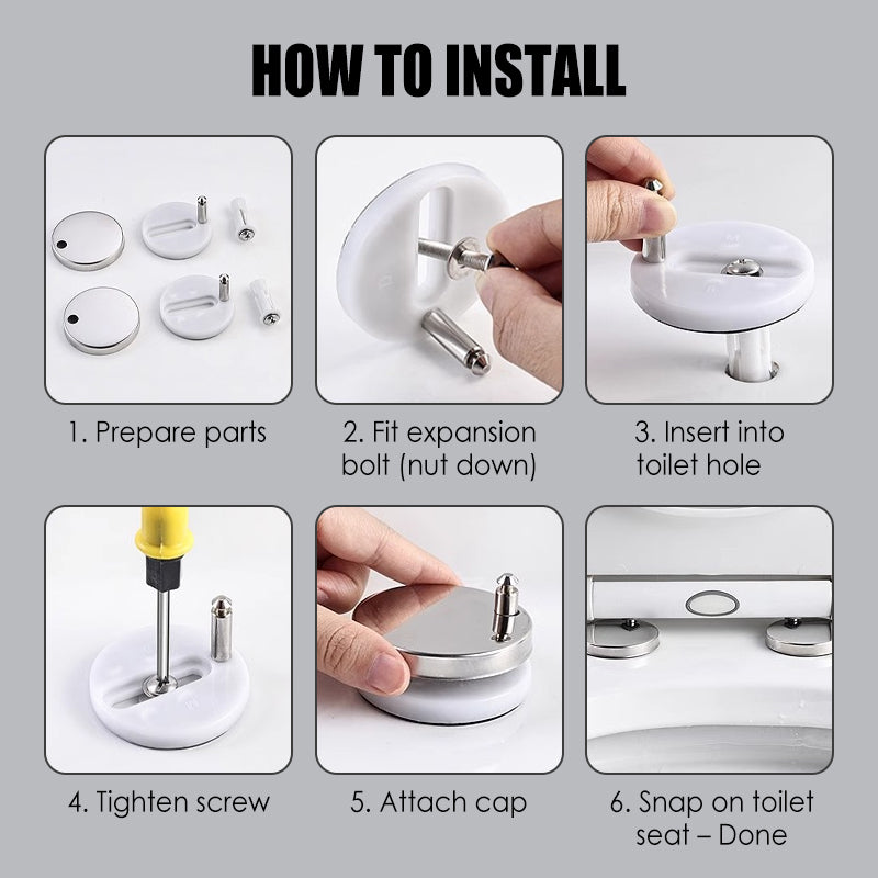 SecureFit Toilet Seat Installation Kit | Stainless Steel Covers