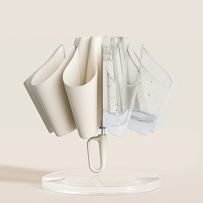 Compact Auto Umbrella with Safety Strip | One-Touch Open/Close | Water-Containment Design | Wind-Resistant & Lightweight