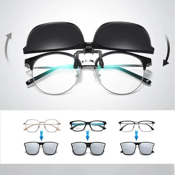 Lightweight Polarized Clip-on Sunglasses with UV400 for Eyeglass Users