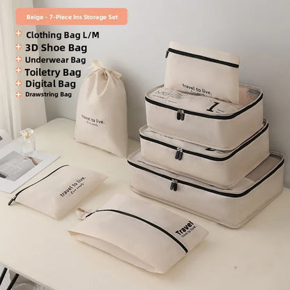 Luggage Organizer Set - 7-Piece Travel Packing Cubes - Waterproof Bags for Suitcases