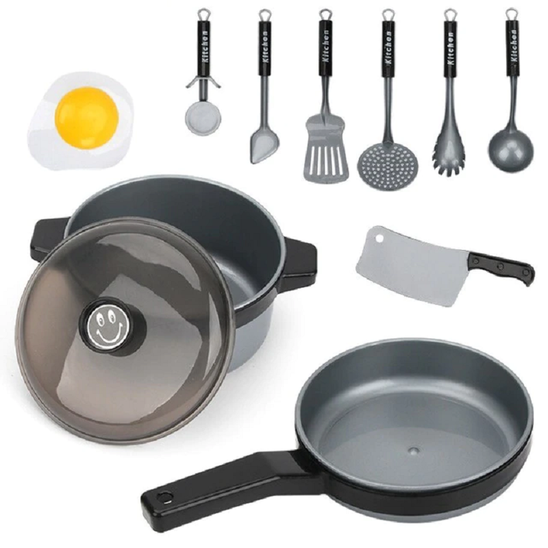 Kids Play Kitchen Tool Set - Pretend Cooking Utensils