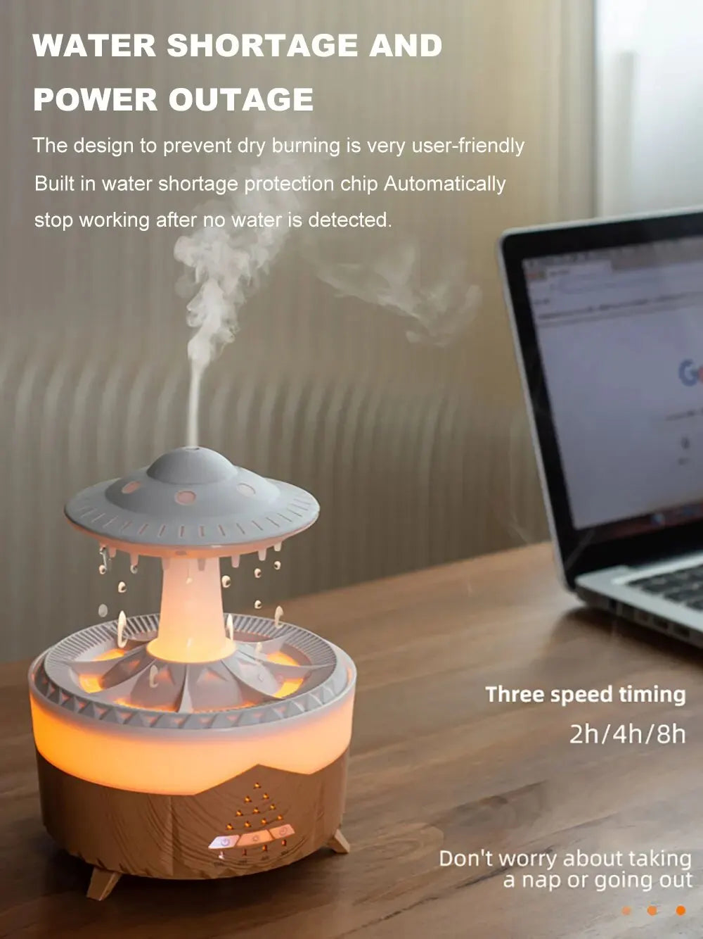 Ultrasonic Humidifier with Remote Control – 350 ml Aroma Diffuser with LED Light