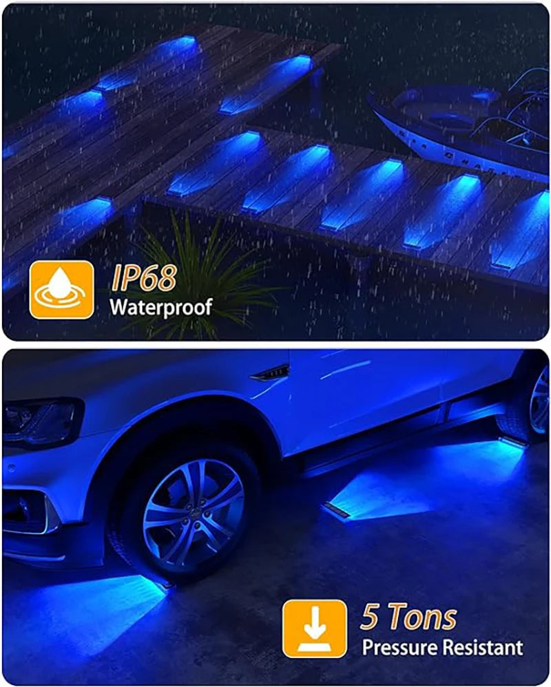 Solar Step Lights Set of 4 | 6 LED | Waterproof IP68 | Warm White or Blue