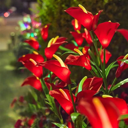 Solar LED Garden Light in Calla Lily Design | Waterproof Outdoor Fixture with Stake for Lawn & Patio