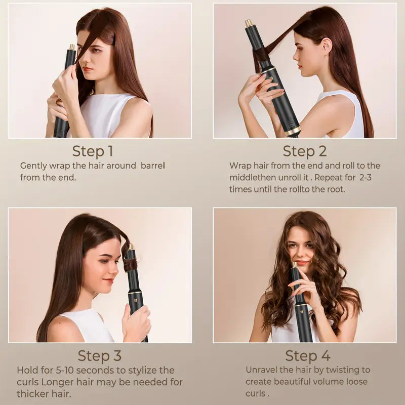 5-in-1 Hair Styling Kit - Hair Dryer, Curling Iron and Straightening Brush