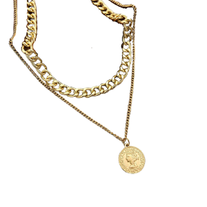 Layered Heart Shaped Pendant Necklace in Vintage Style
