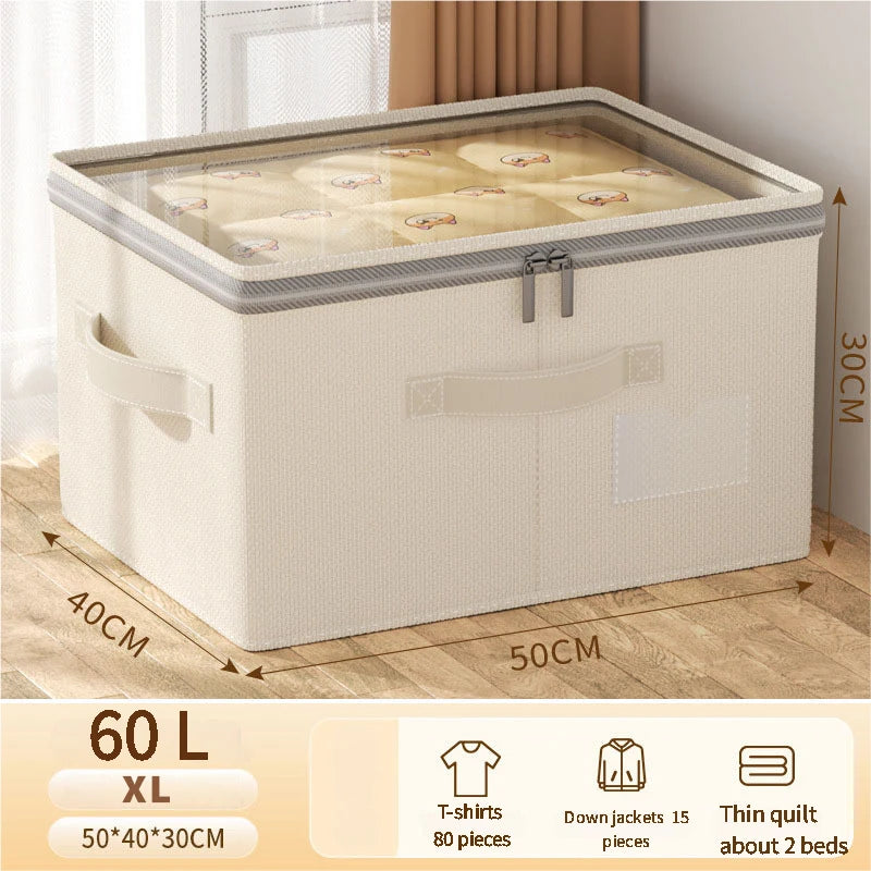 Collapsible Wardrobe Organizer with Lid | Large Storage Box for Clothes